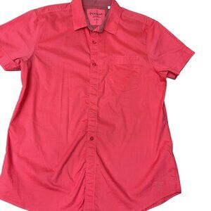 Guess Mens Short Sleeve Button-Up Shirt XL Red Cotton